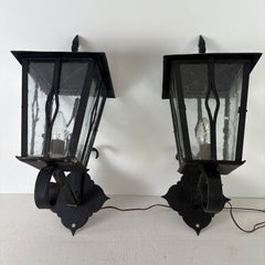 Iron Exterior Sconce with Clear Textured Glass, Sku 033115