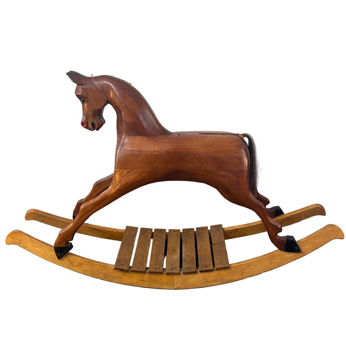 Vintage Wooden Rocking Horse with Horse Hair Tail, Sku 033227