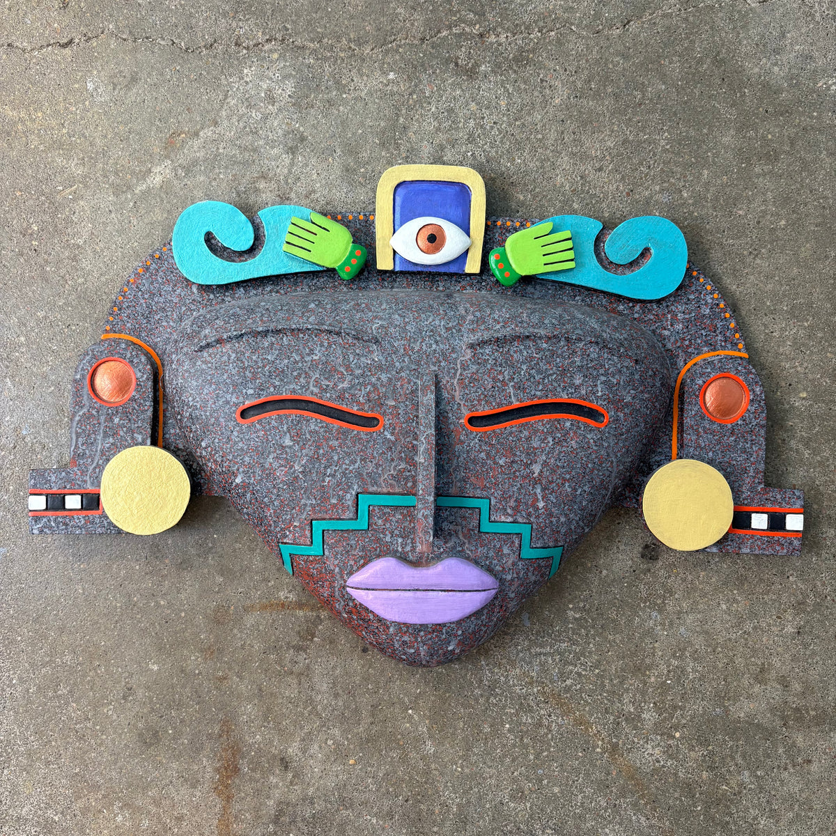 Ceramic created and painted by Artist Max Lehman, Grey Ground Color. Sku, 032984