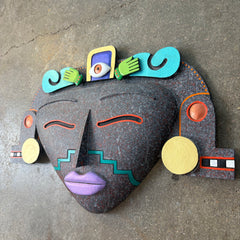 Ceramic created and painted by Artist Max Lehman, Grey Ground Color. Sku, 032984