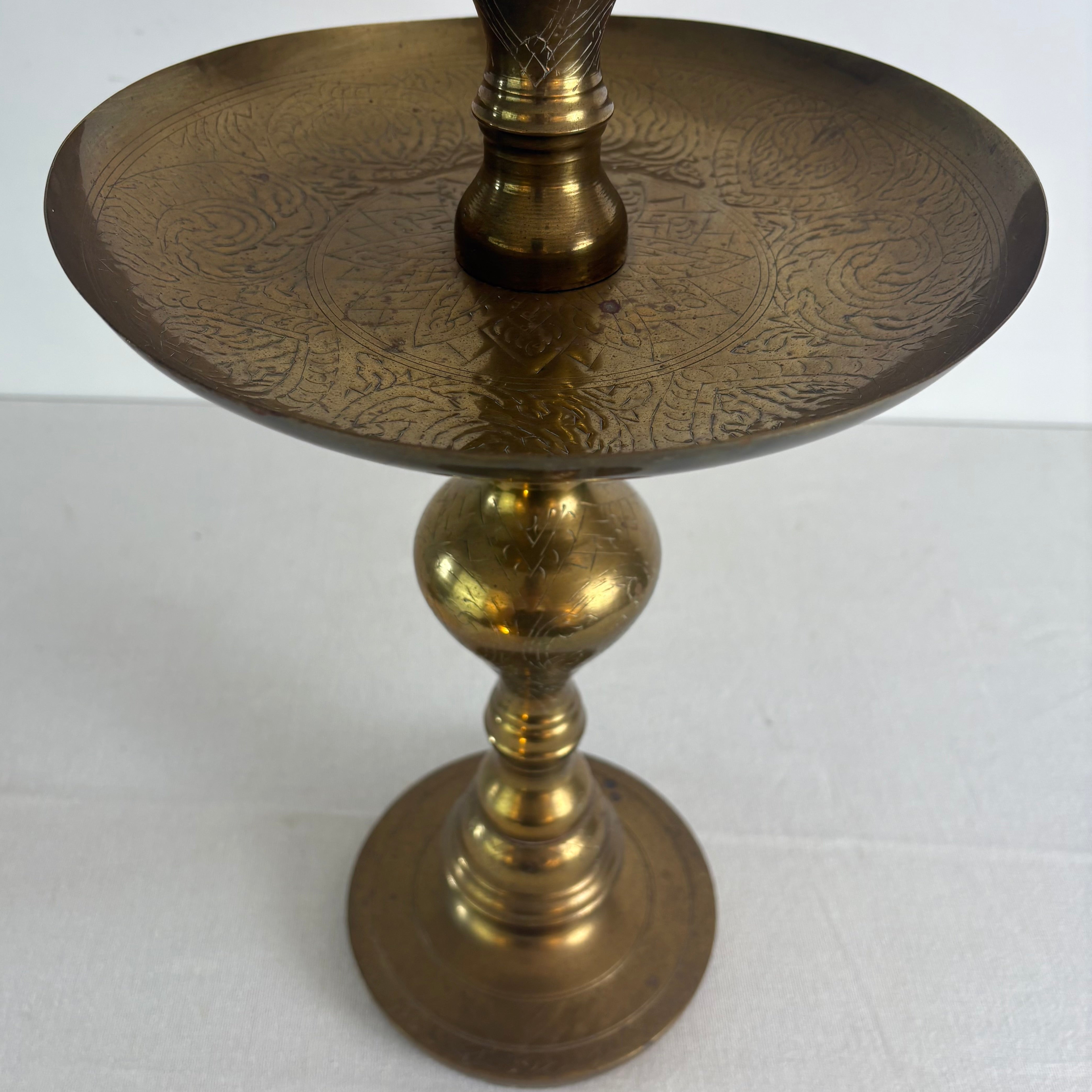 Pair of Large Brass Candlesticks with Drip Plate. Sku, 032982