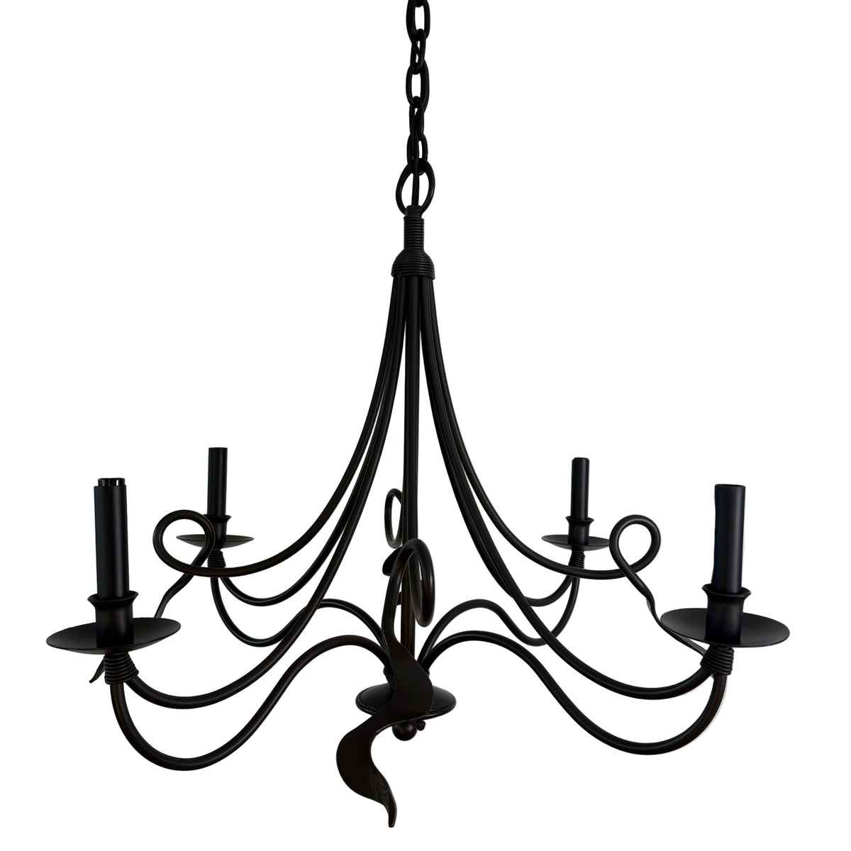Stone County Ironworks / Urban Forge 4 Arm Chandelier "Jacksonport" Artisan Created,  Black, Sku: 032979