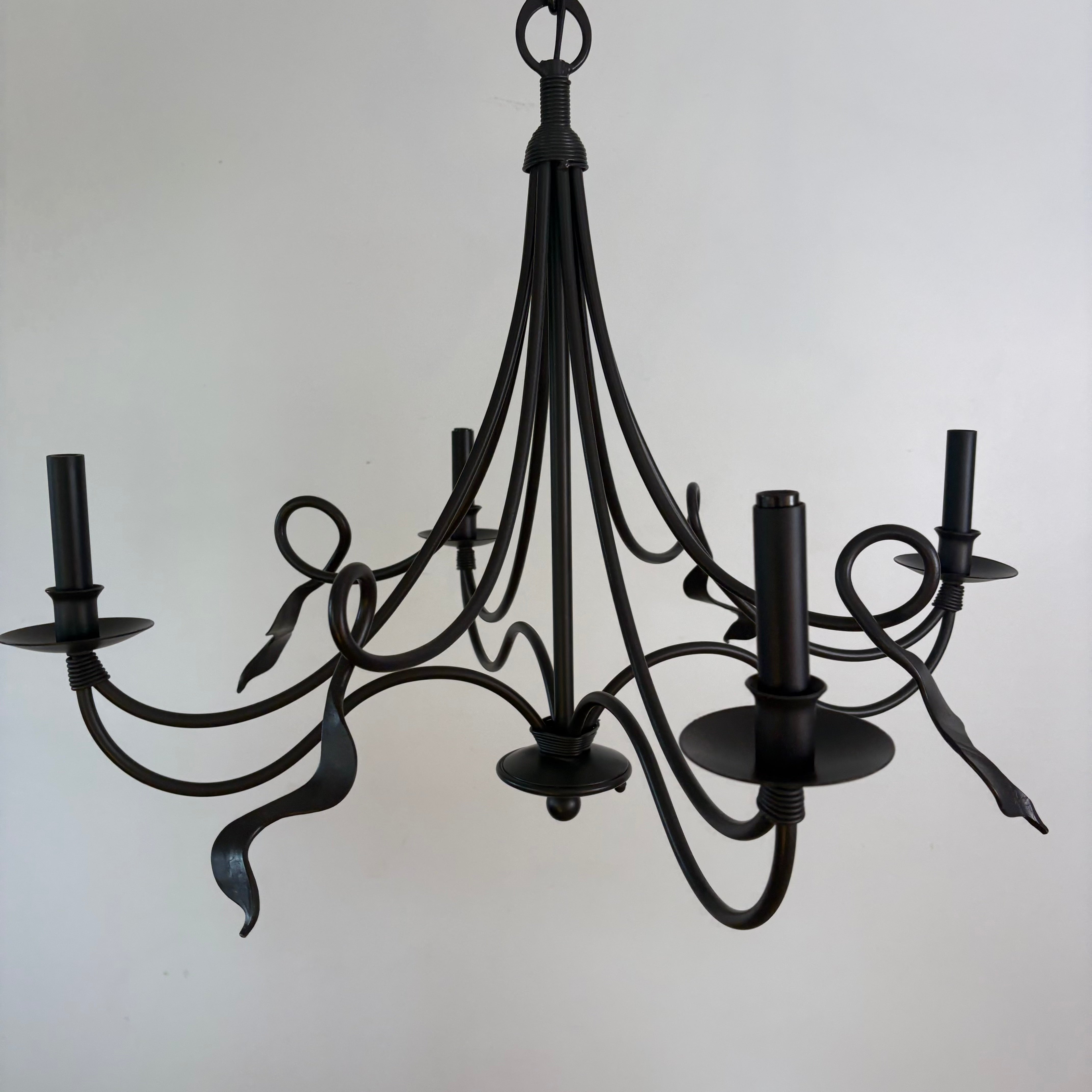 Stone County Ironworks / Urban Forge 4 Arm Chandelier "Jacksonport" Artisan Created,  Black, Sku: 032979