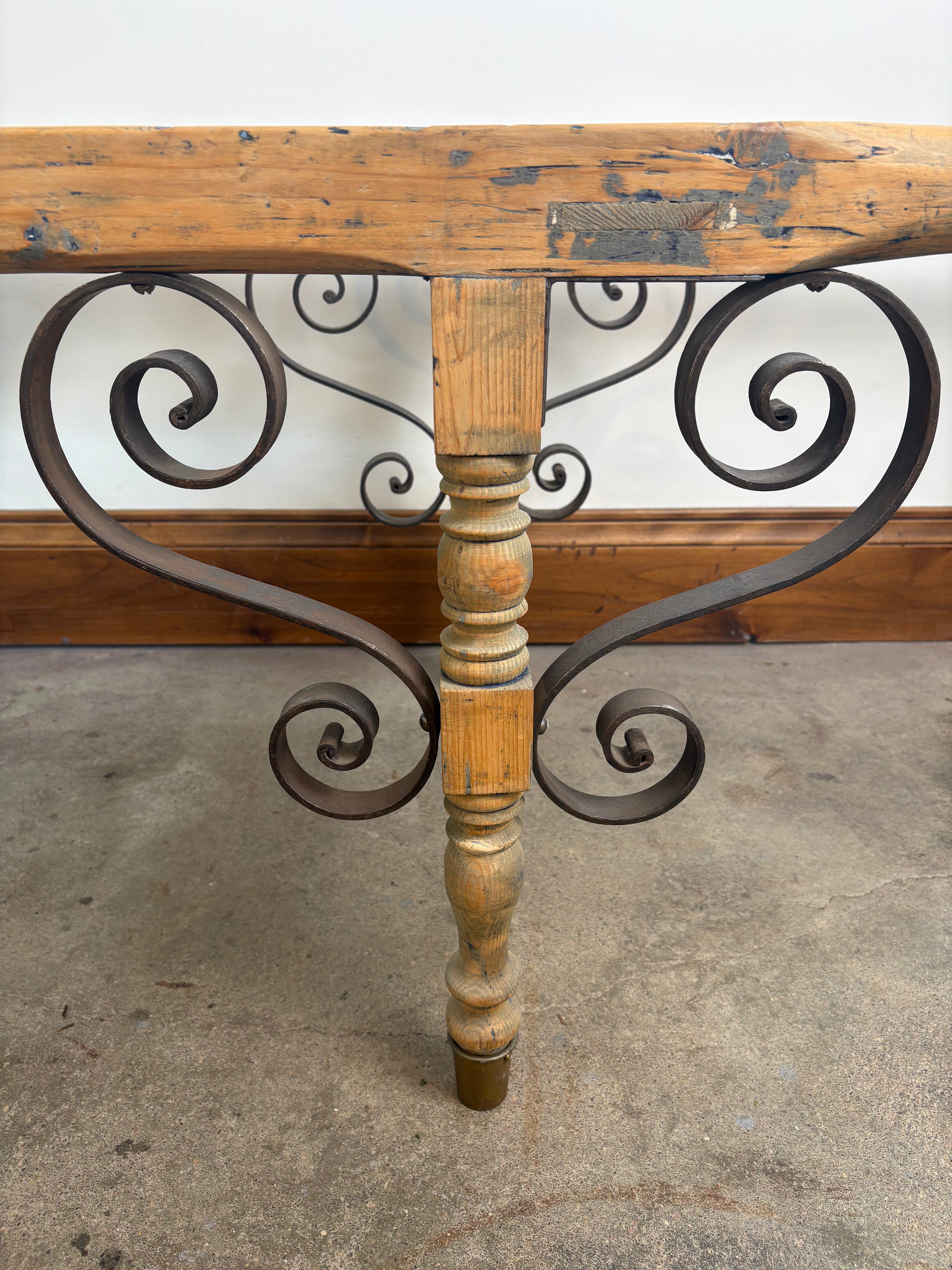 Antique French Sedan Chair Converted to Coffee Table, Wood Metal and Glass, Sku 032977