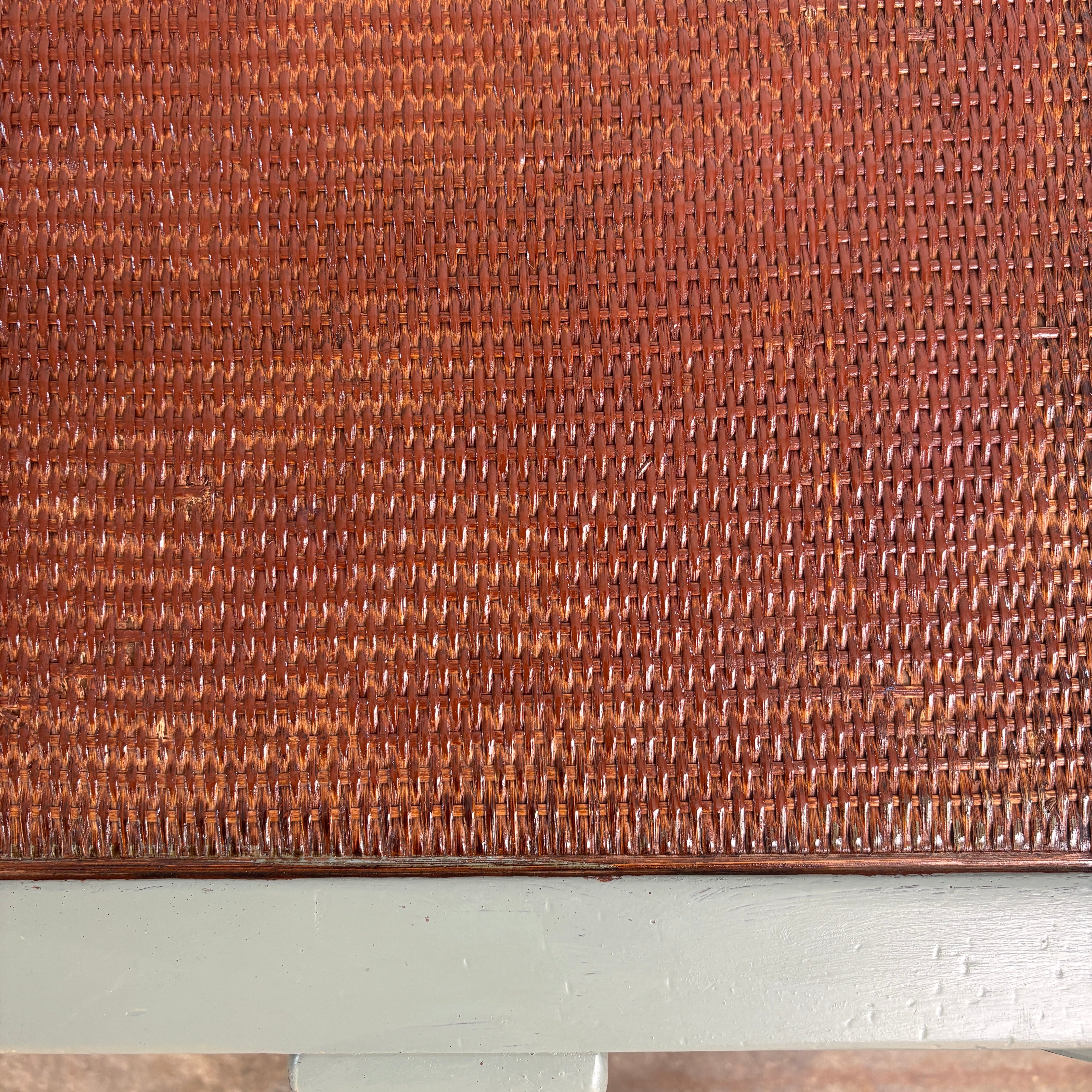 Wood & Woven Leather Brass Coffee Table Sku, 033021