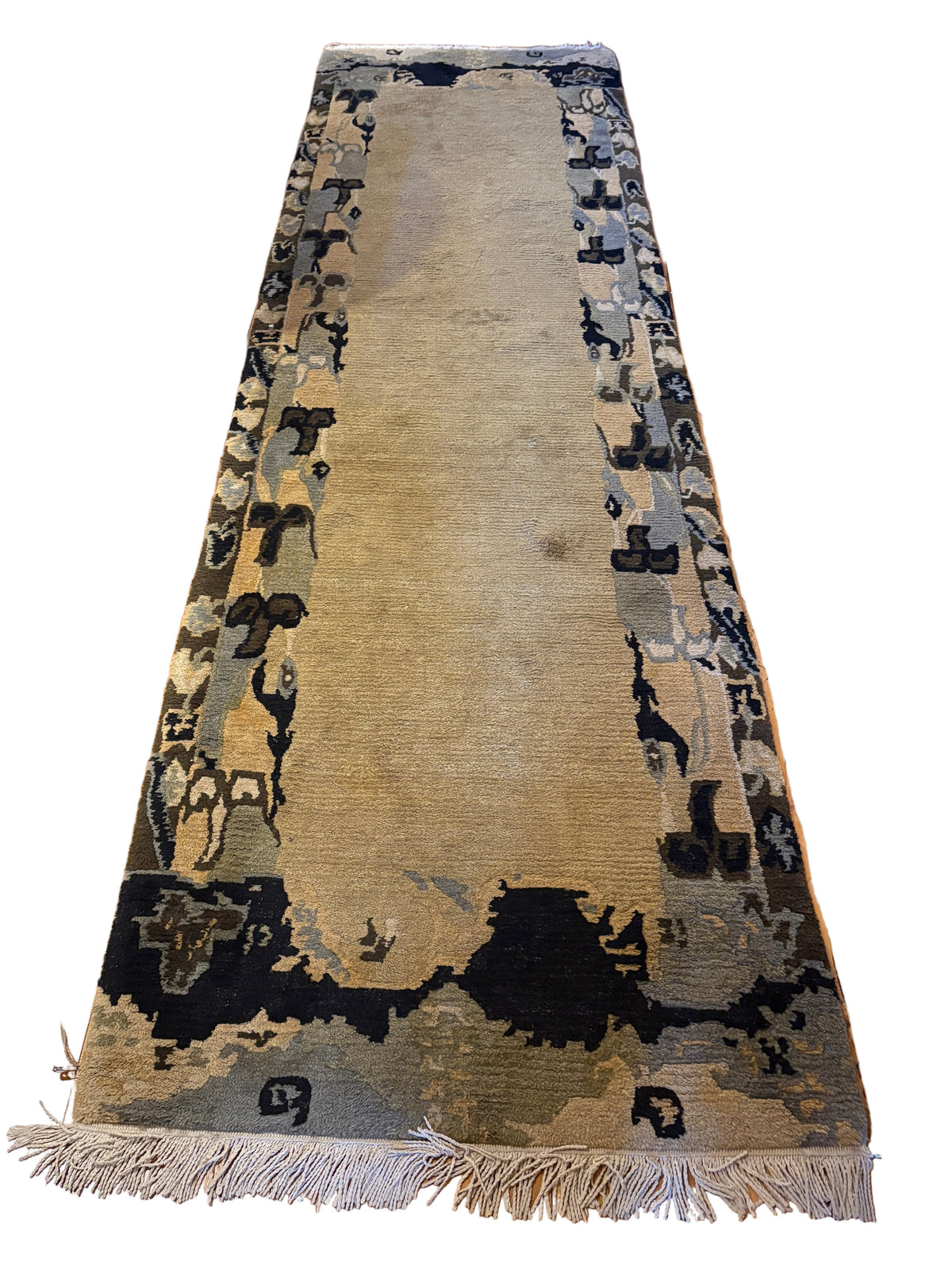 Area Rug, Tufenkian, 100% Wool, Abstract Border, Sage, Black and Gray, Sku: 033030