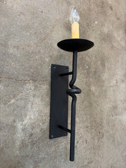 Iron Wall Sconce, Black, Single Candle Stick Light, Sku: 033291