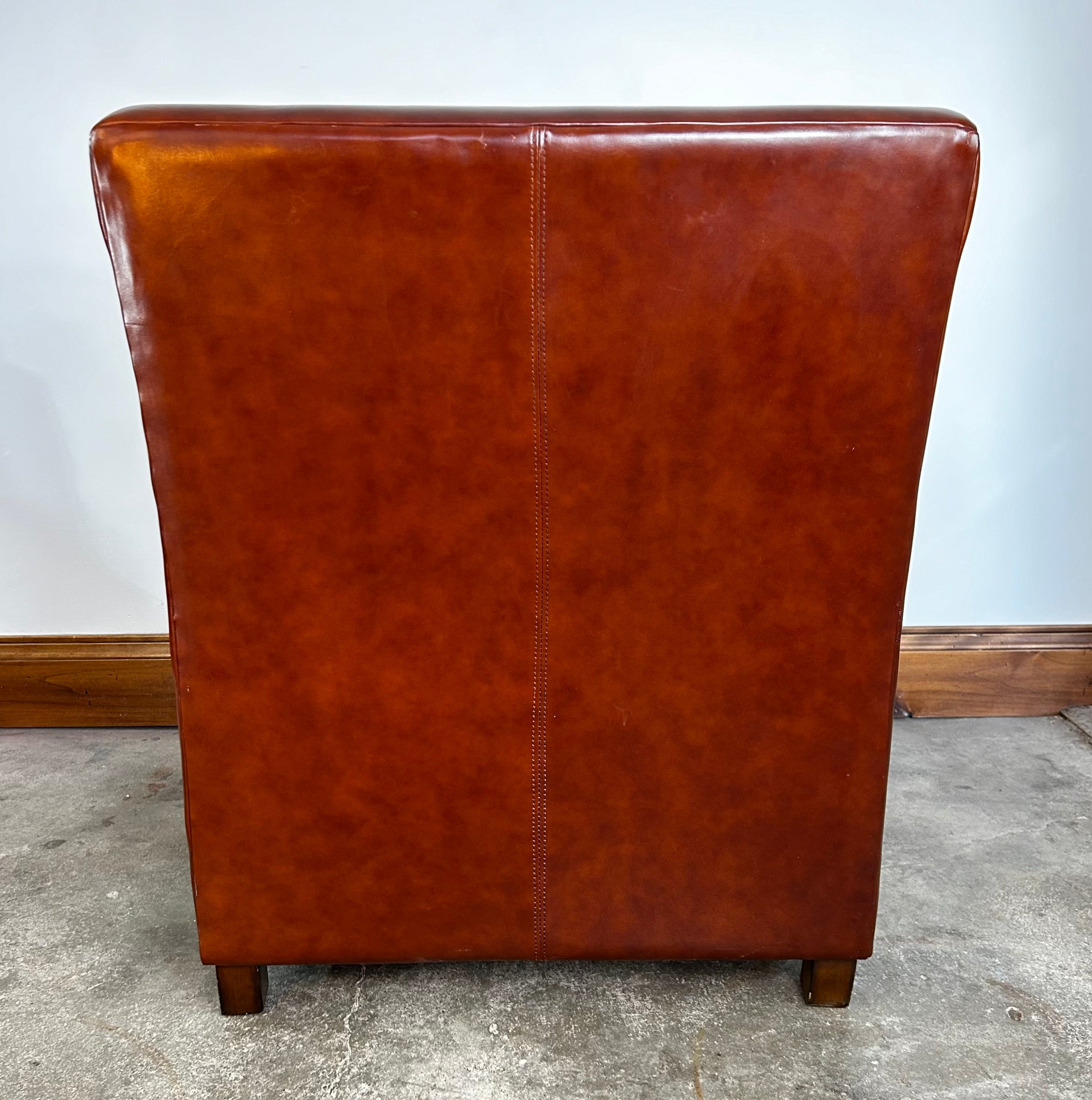 Lounge Chair, Leather Arm Chair, in Deep Rust Brown