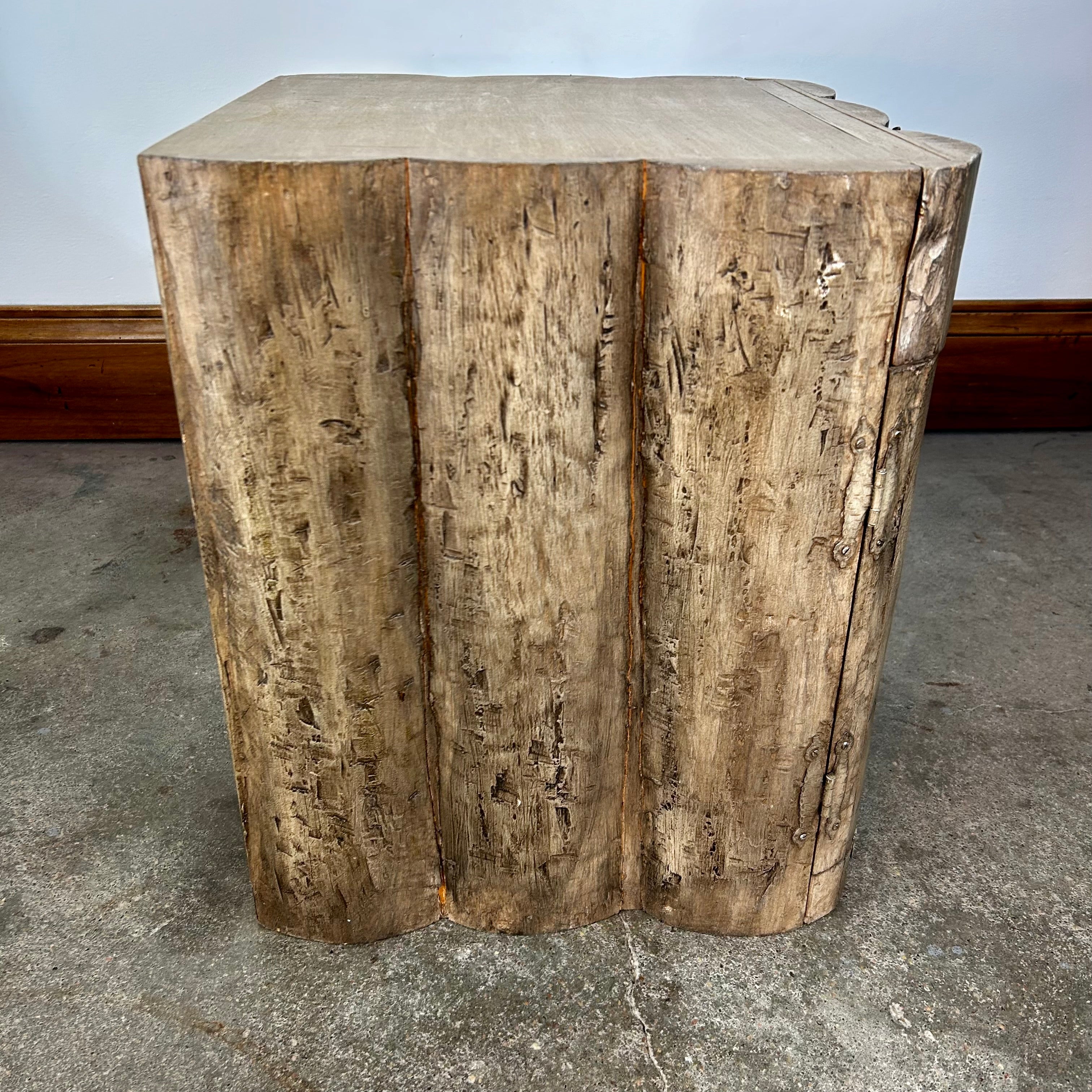 Rustic Log Cabinet with Drawer and Bronze Pulls, Natural Stain