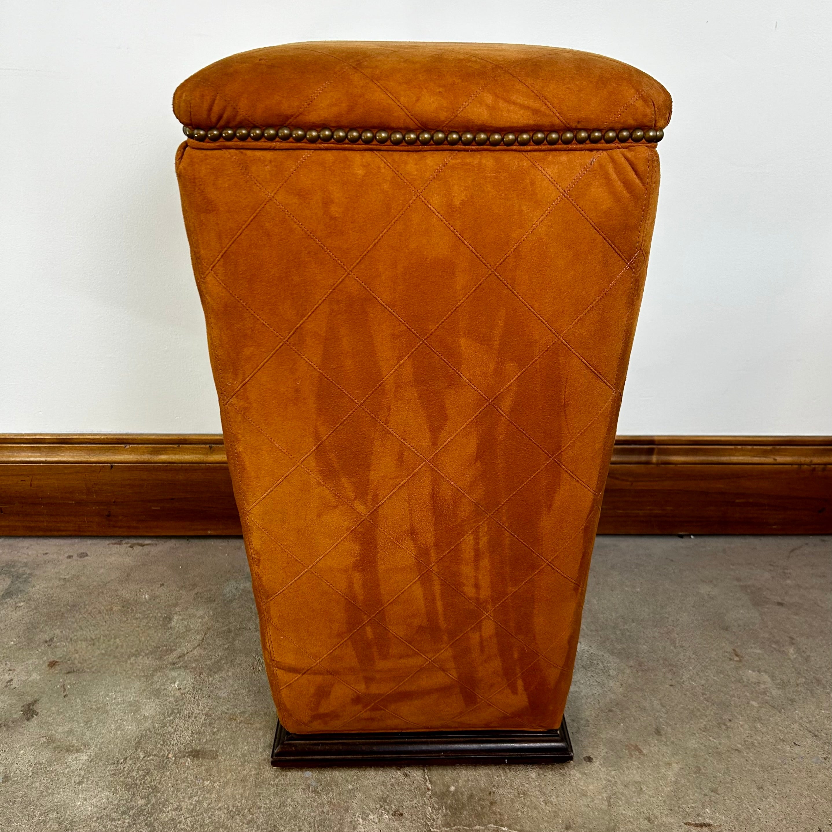 Suede Pedestal Bar Stool, Ginger Color