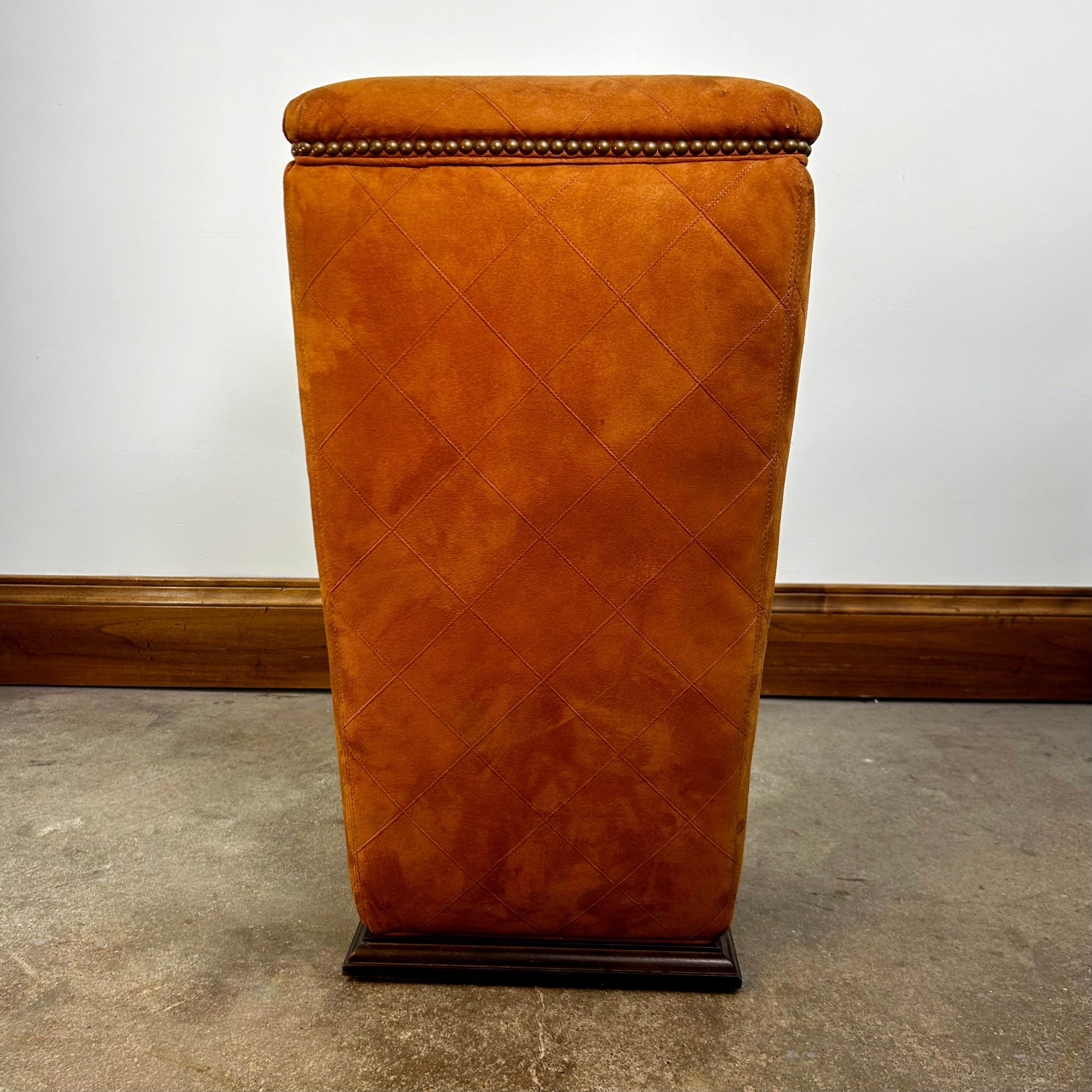 Suede Pedestal Bar Stool, Ginger Color