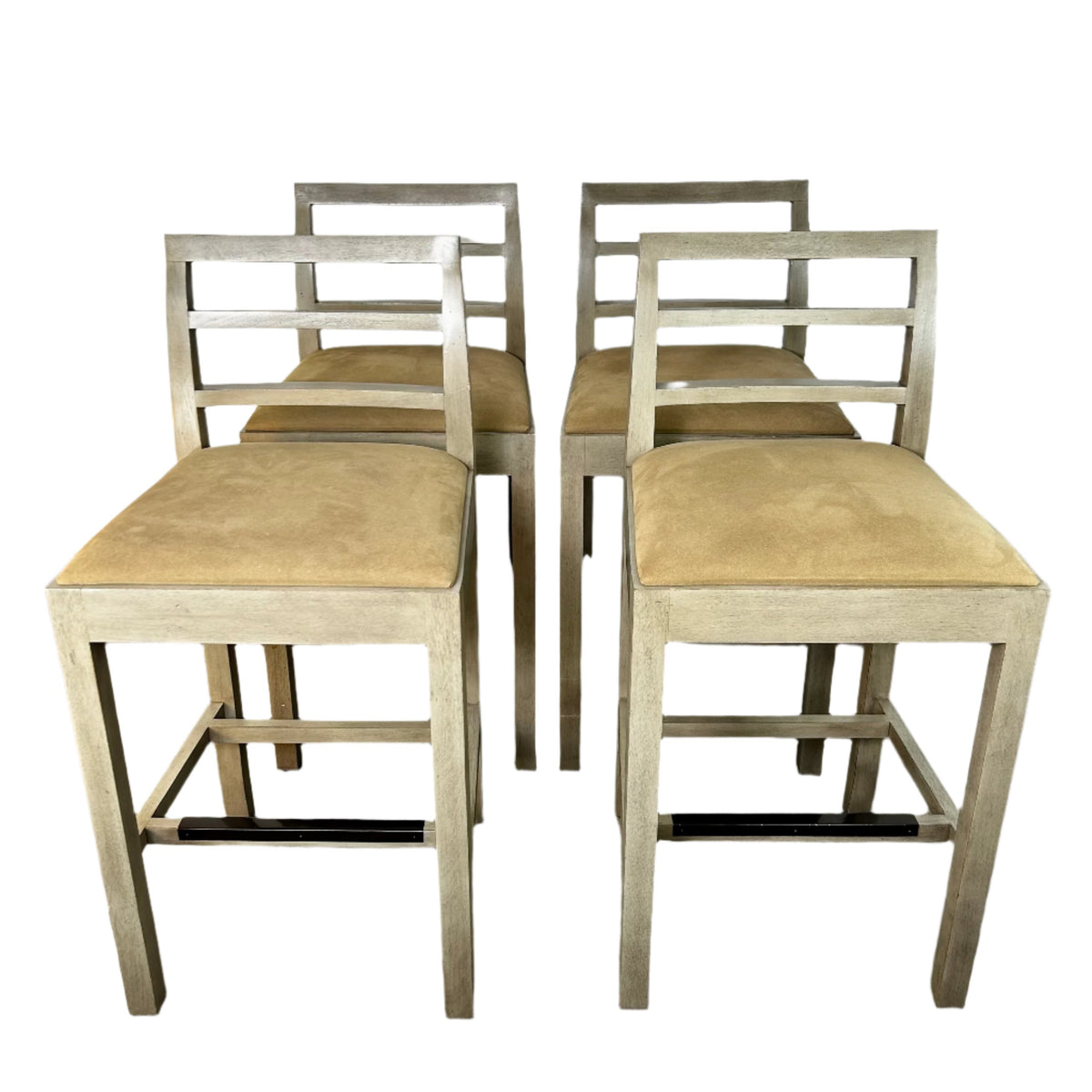 Hickory Chair Bar Stool Set of Four, Custom Upholstery