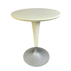 Kartell "Dr. Na" by Starck Italian Pedestal Table, Silver, Cream, Small