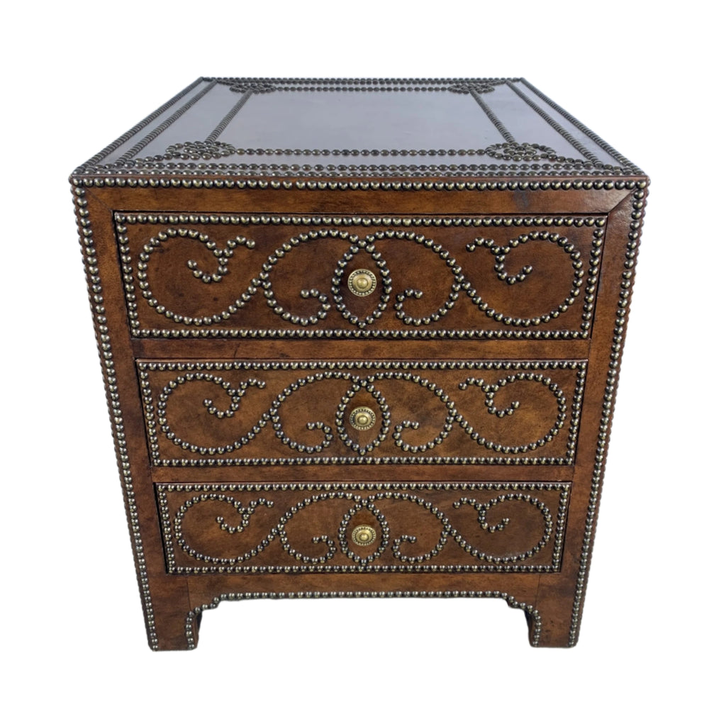 5個口のA♥DREXEL HERITAGE Drexel Heritage Bedside Cabinet, Side Cabinet, Leather, 3