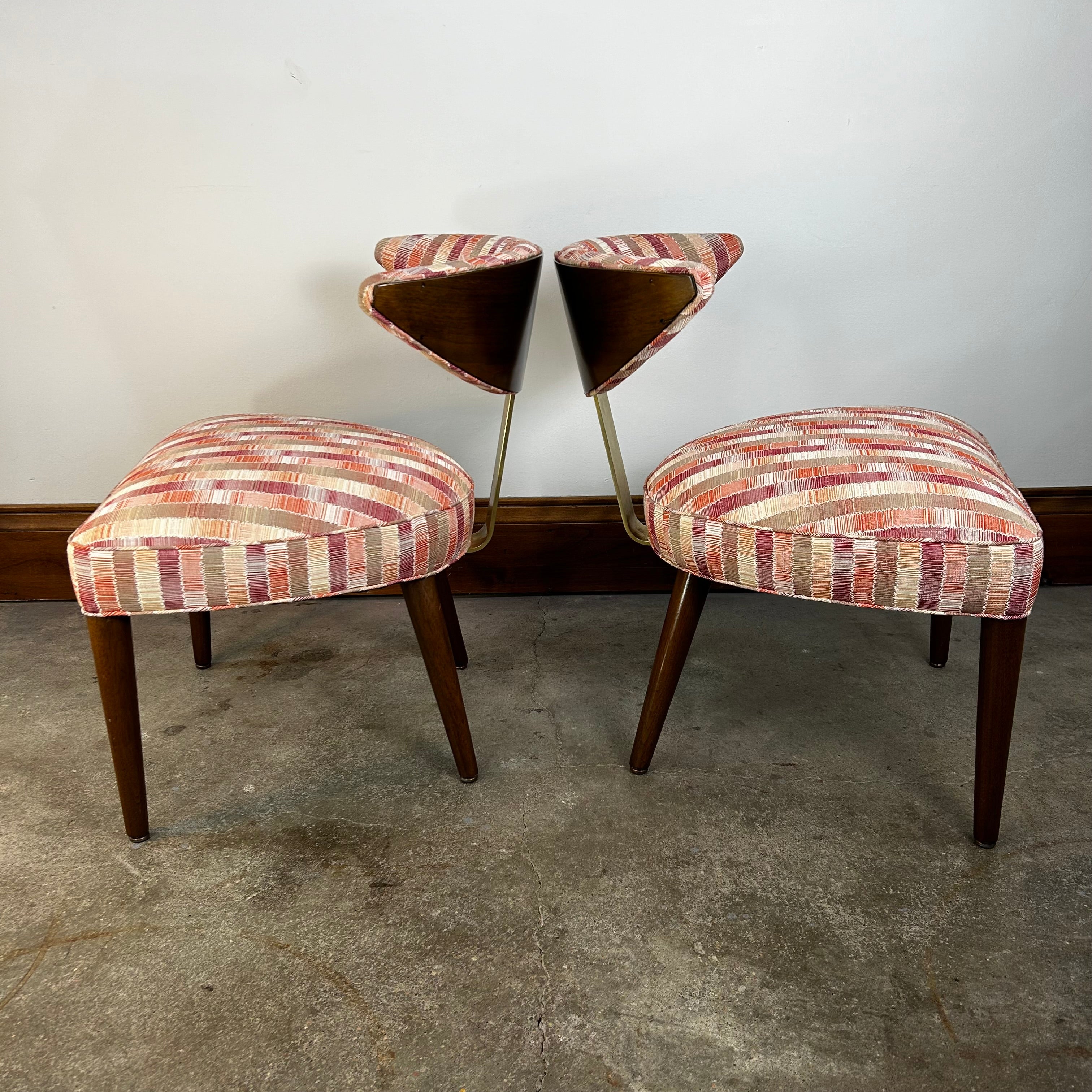 MCM Midcentury Modern Style Chairs, Pair, Newer Upholstery