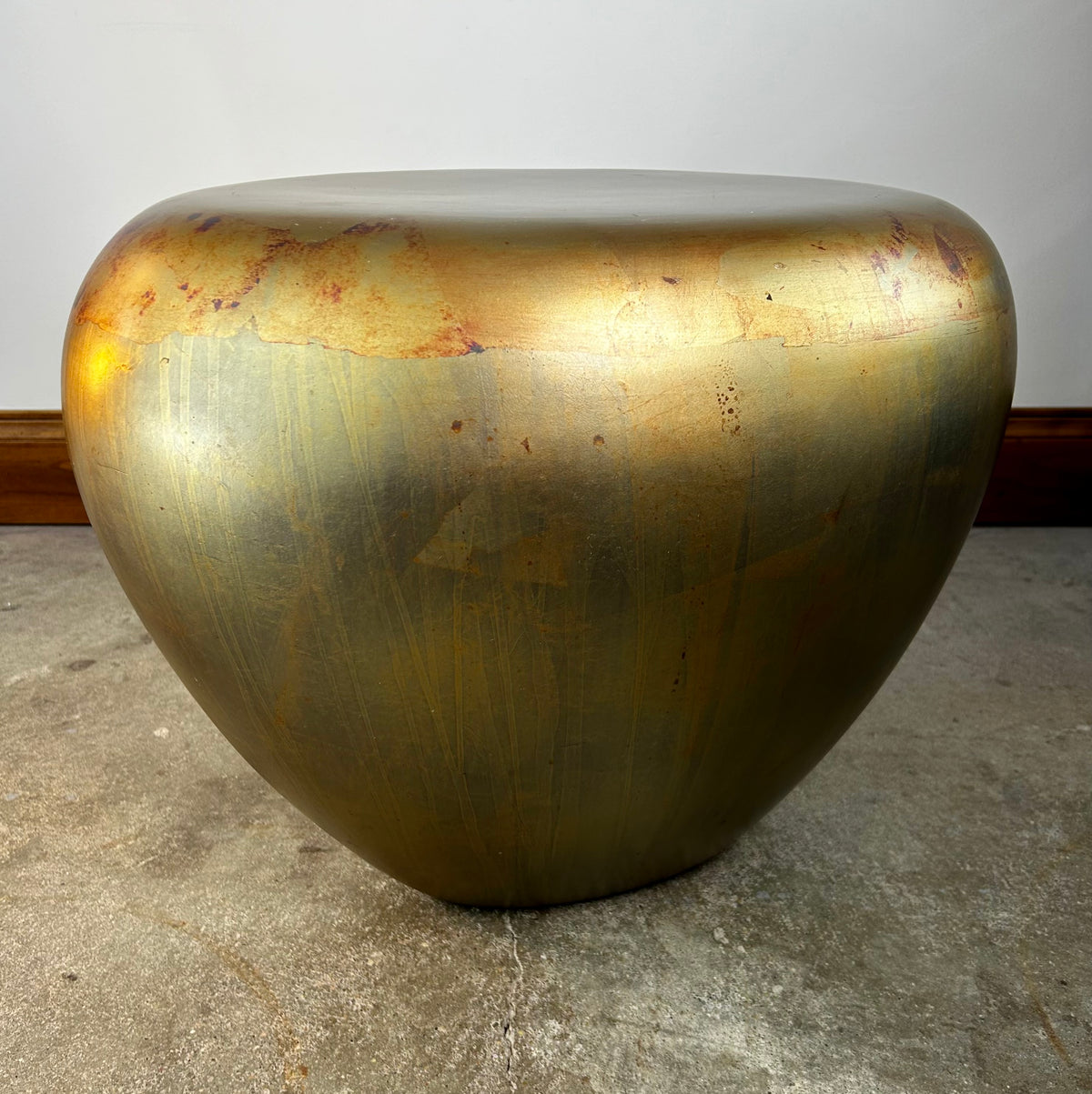 Oxidized Metal Egg Table, Composite Base, Golden