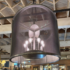 Chandelier, Oval Steel and Mesh XL, Silver Tone Color, 12 lights, Sku: 033307