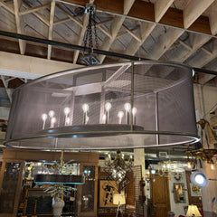 Chandelier, Oval Steel and Mesh XL, Silver Tone Color, 12 lights, Sku: 033307