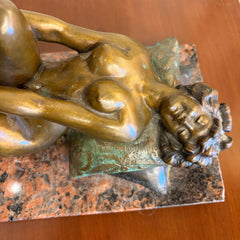 Bronze Table Sculpture, Recumbent Female Nude, Artist: Louis Chalon, French 1866-1940, sku: 032192