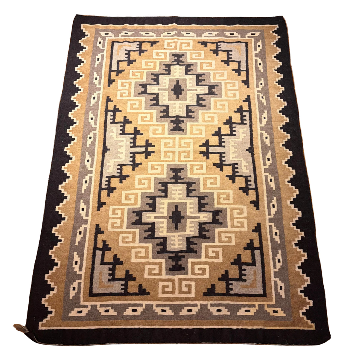 Throw Rug, 100% Wool, South West Design, Beige, Black, Grey, Brown, Taupe, sku: 033416