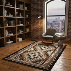 Throw Rug, 100% Wool, South West Design, Beige, Black, Grey, Brown, Taupe, sku: 033416