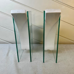 Art Glass and White Porcelain Bookends, Pair