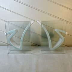 Art Glass and White Porcelain Bookends, Pair