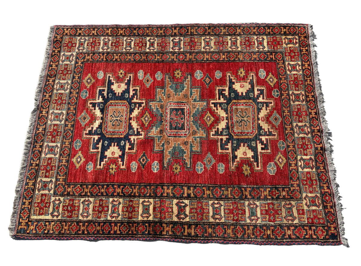 Rug, Wool, 100%, Medium Size, Red, Blue, Beige, Sku: 033588