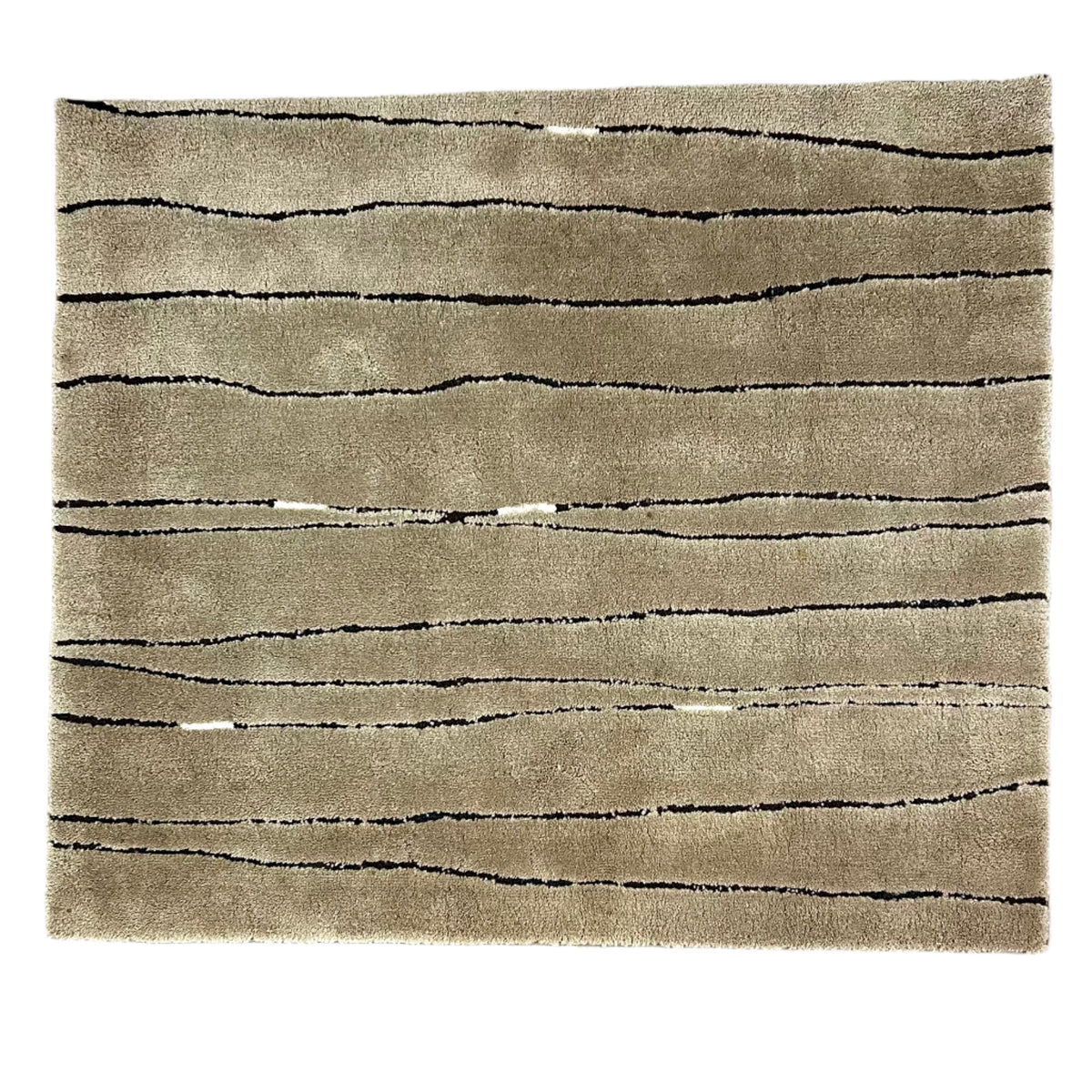 Pile Rug, Beige with Brown Lines Running Through, Contemporary