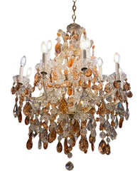 Large Amber Crystal Chandelier with 15 Candle Sticks,Two Tier, Sku: 2912