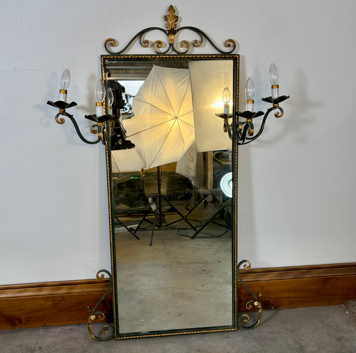 Wall Mirror with Ornate Frame, Side Lights, Sku: 033577