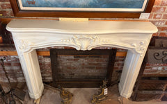 Fireplace Mantel, Solid Wood, Cream Painted Finish, Carved Shell Motif, Sku: 033595