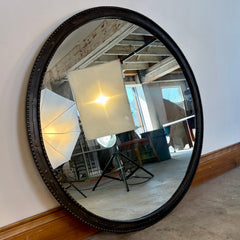 Wall Mirror, Round, Bronze, Iron Frame, Rustic, Large, Sku: 033612