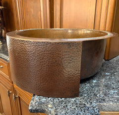 Hammered Copper Undermount Round Sink with Apron Front, Sku: 033641