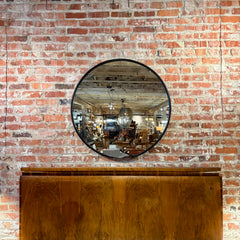 Wall Mirror, Asian Handicrafts Round Metal Piecrust Framed in Gunmetal Finish, sku: 033647
