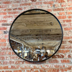 Wall Mirror, Asian Handicrafts Round Metal Piecrust Framed in Gunmetal Finish, sku: 033647