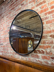 Wall Mirror, Asian Handicrafts Round Metal Piecrust Framed in Gunmetal Finish, sku: 033647