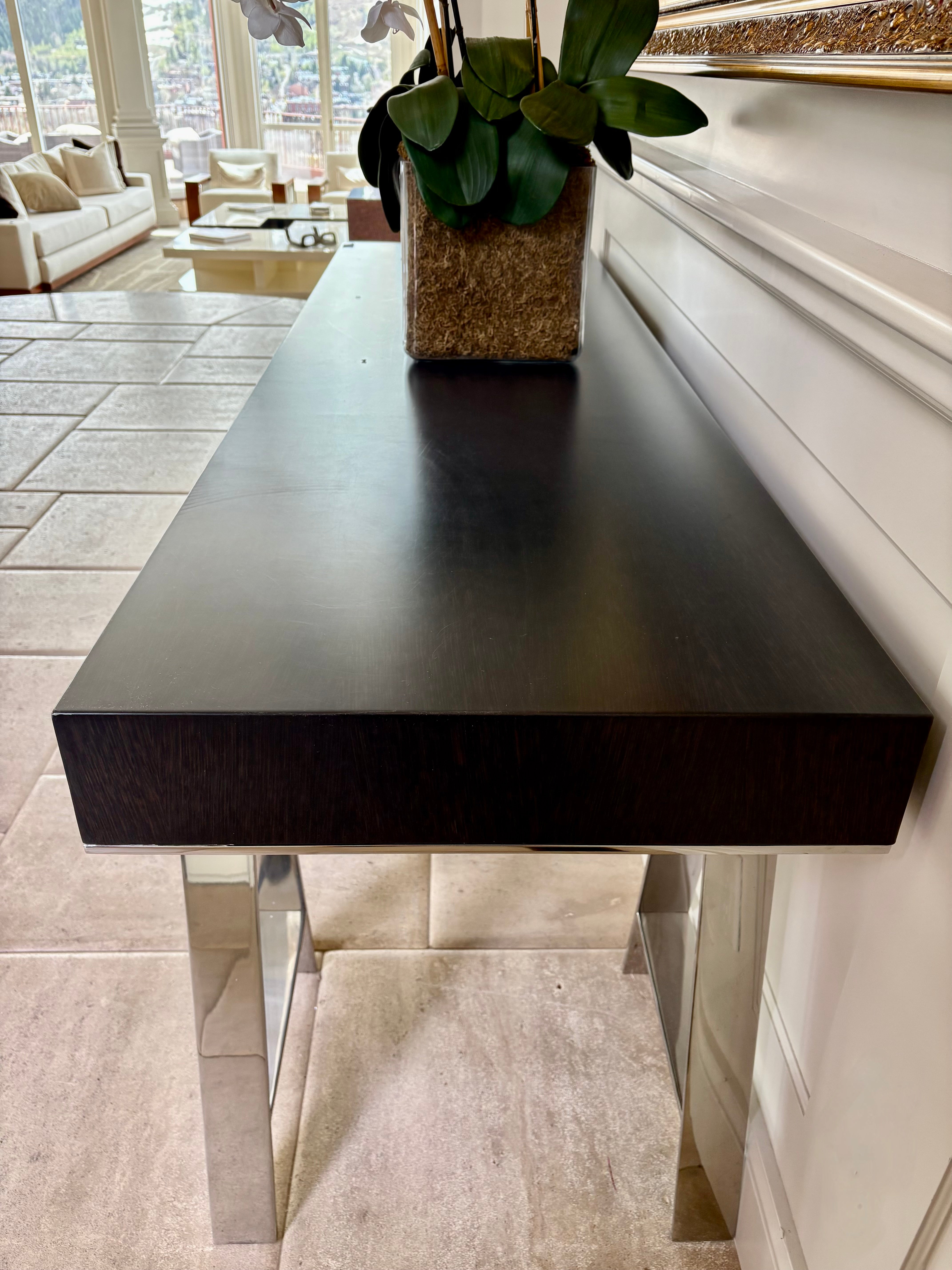 Console Table Stainless Steel Base, Three Drawers Sku 032759