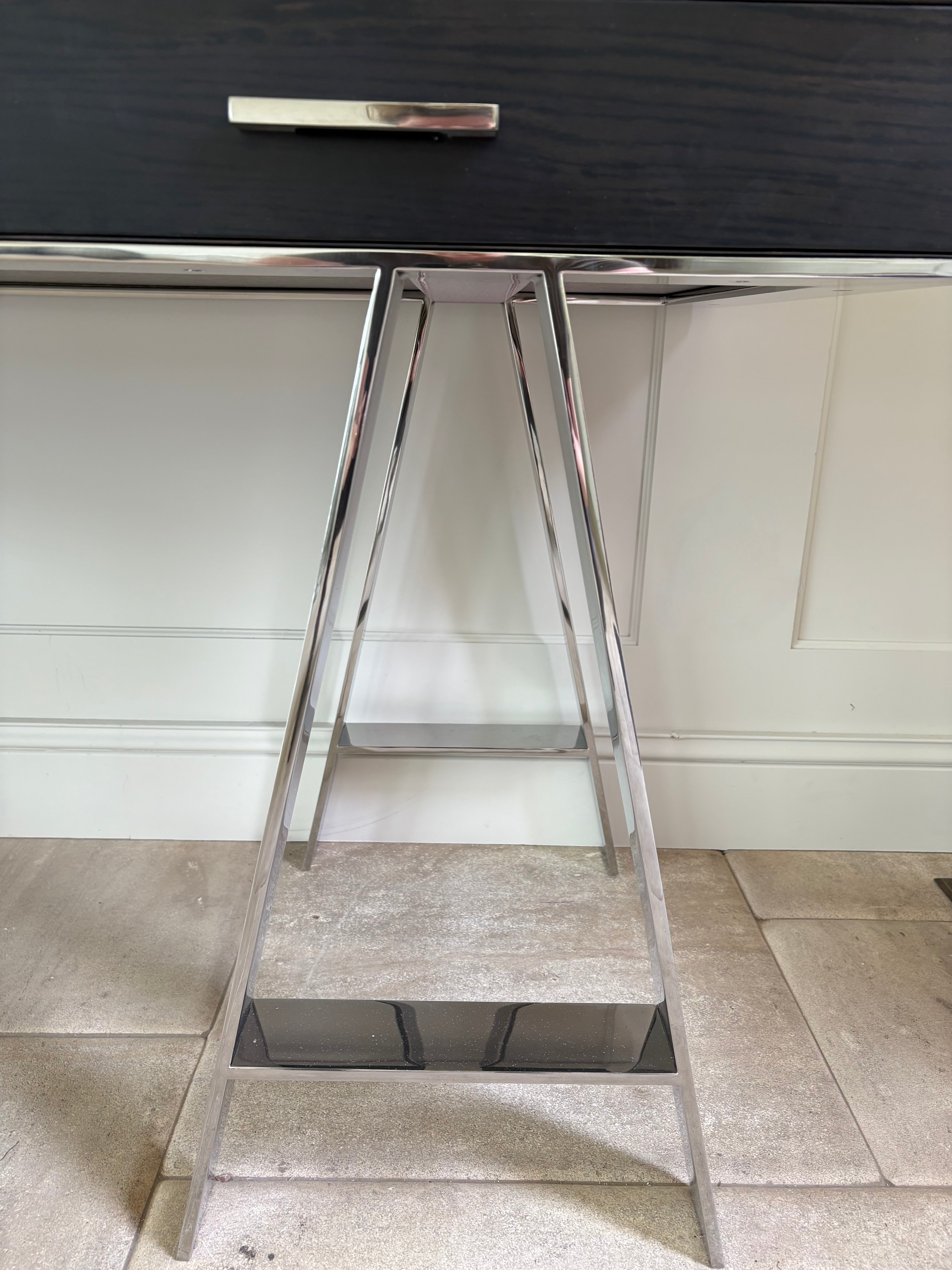 Console Table Stainless Steel Base, Three Drawers Sku 032759