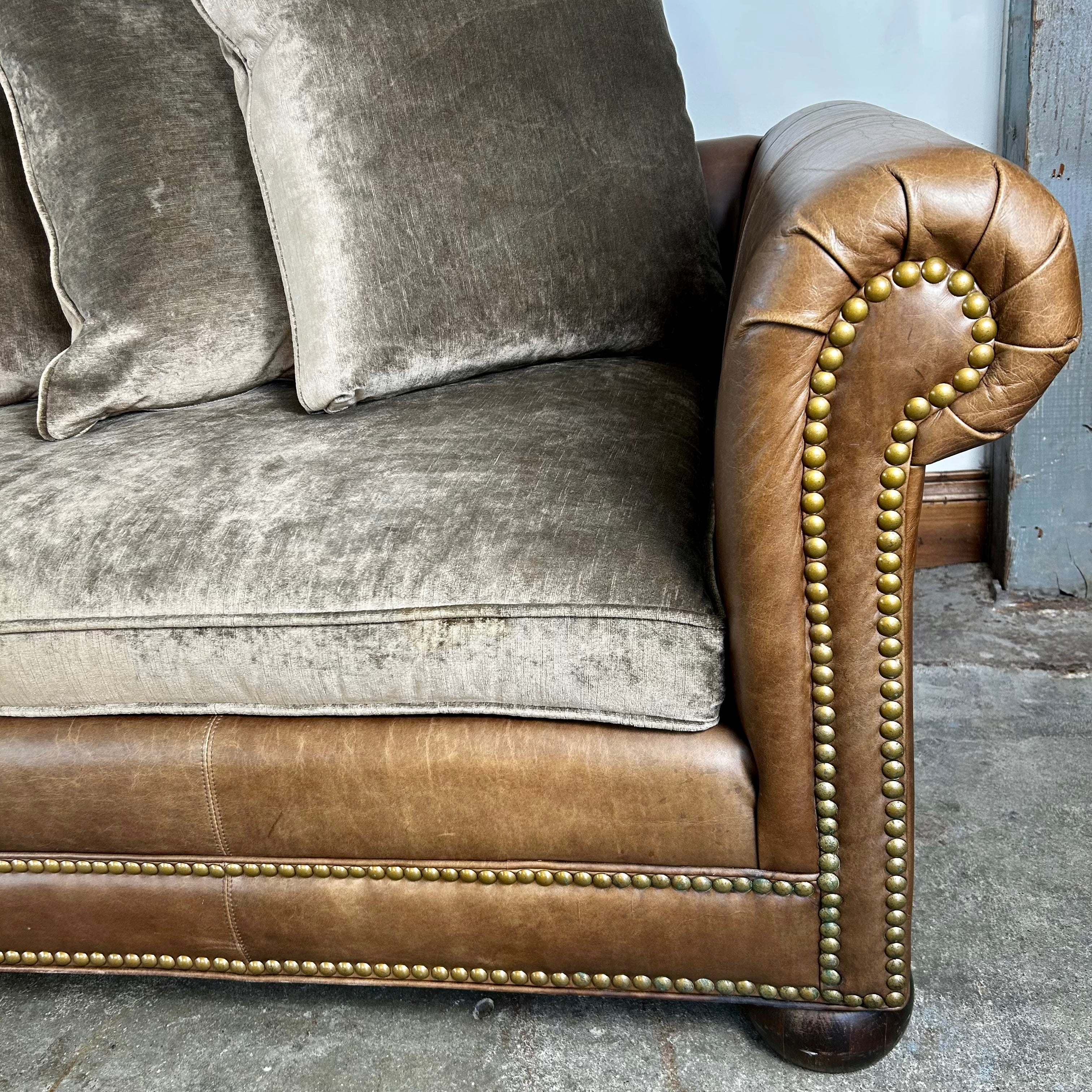 Westwood Industries Leather Sofa Couch Chassis with Velvet Cushions