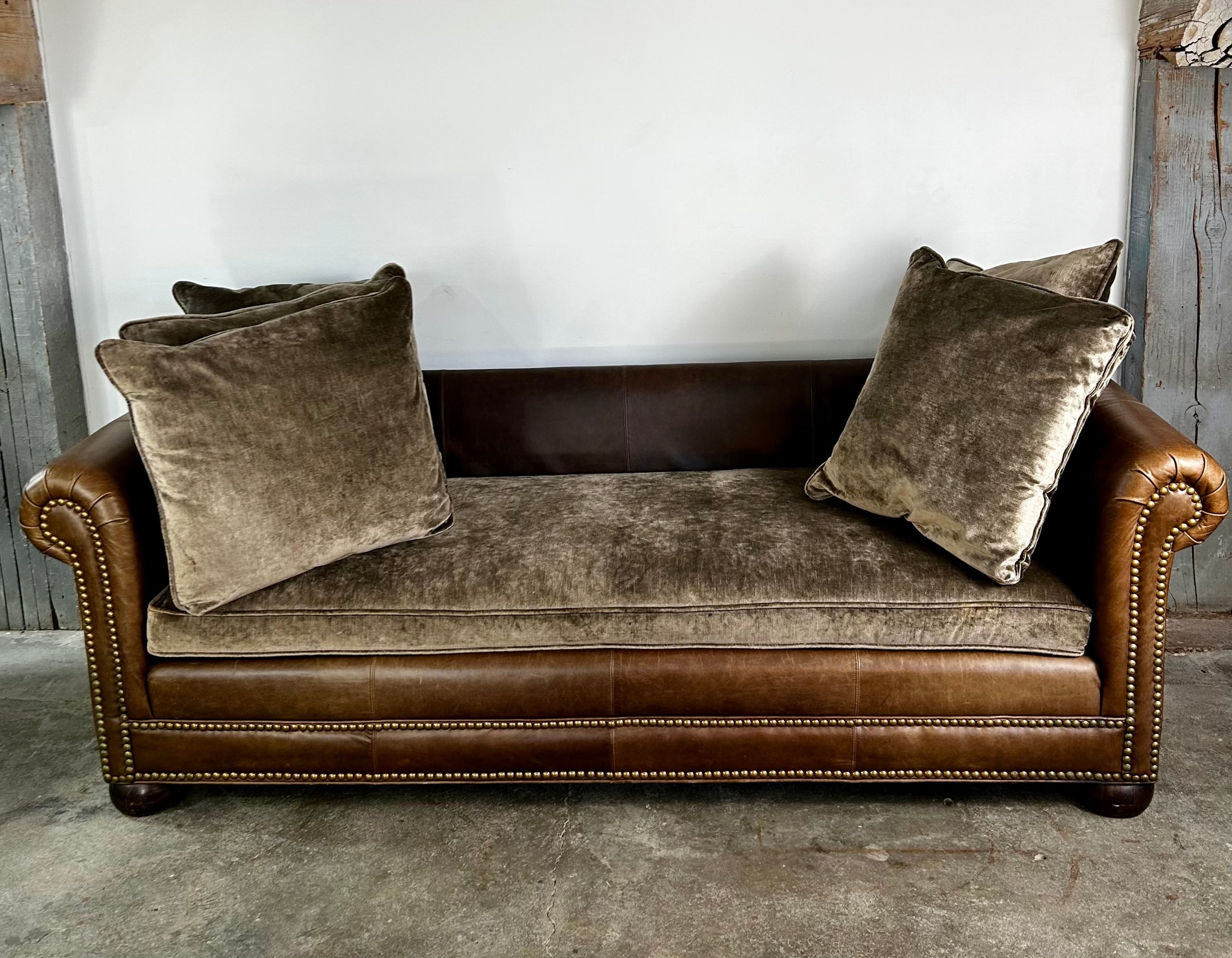 Westwood Industries Leather Sofa Couch Chassis with Velvet Cushions