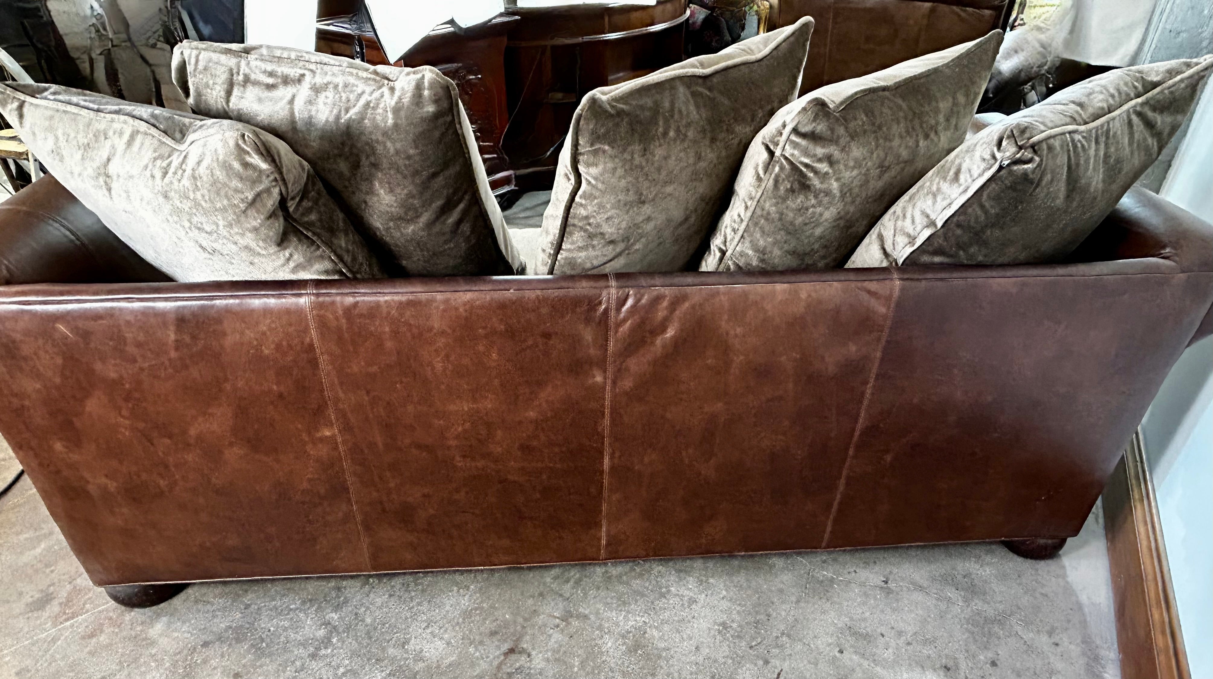 Westwood Industries Leather Sofa Couch Chassis with Velvet Cushions