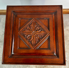 Wood Cabinet, End Cabinet, Red Toned, Ornately Carved