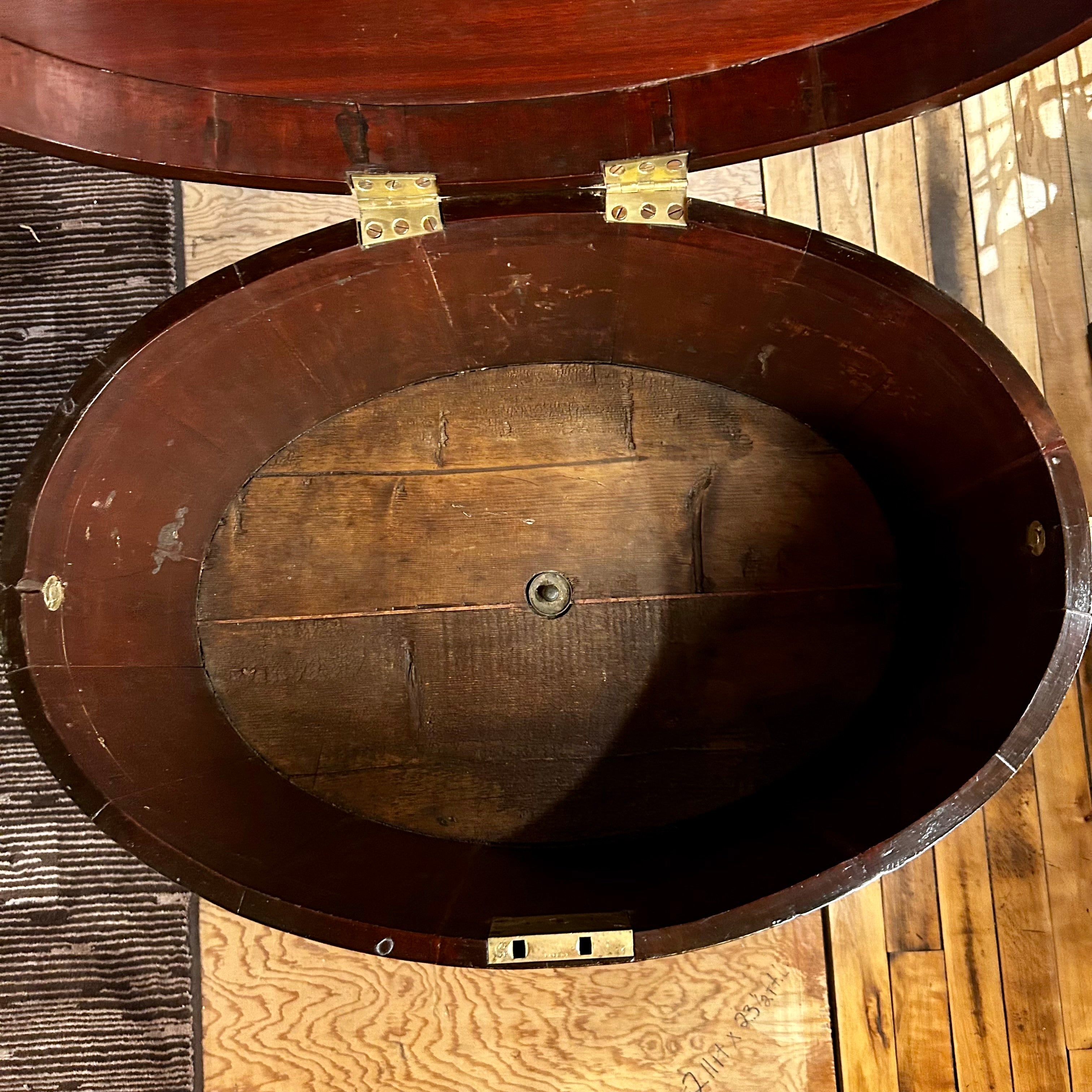 Side Table, George the III Brass Banded Mahogany Cellaret on Claw Foot Stand, Vintage