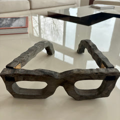 Eye Glass Sculpture, Wood, Gray, Oversized, sku: 032766