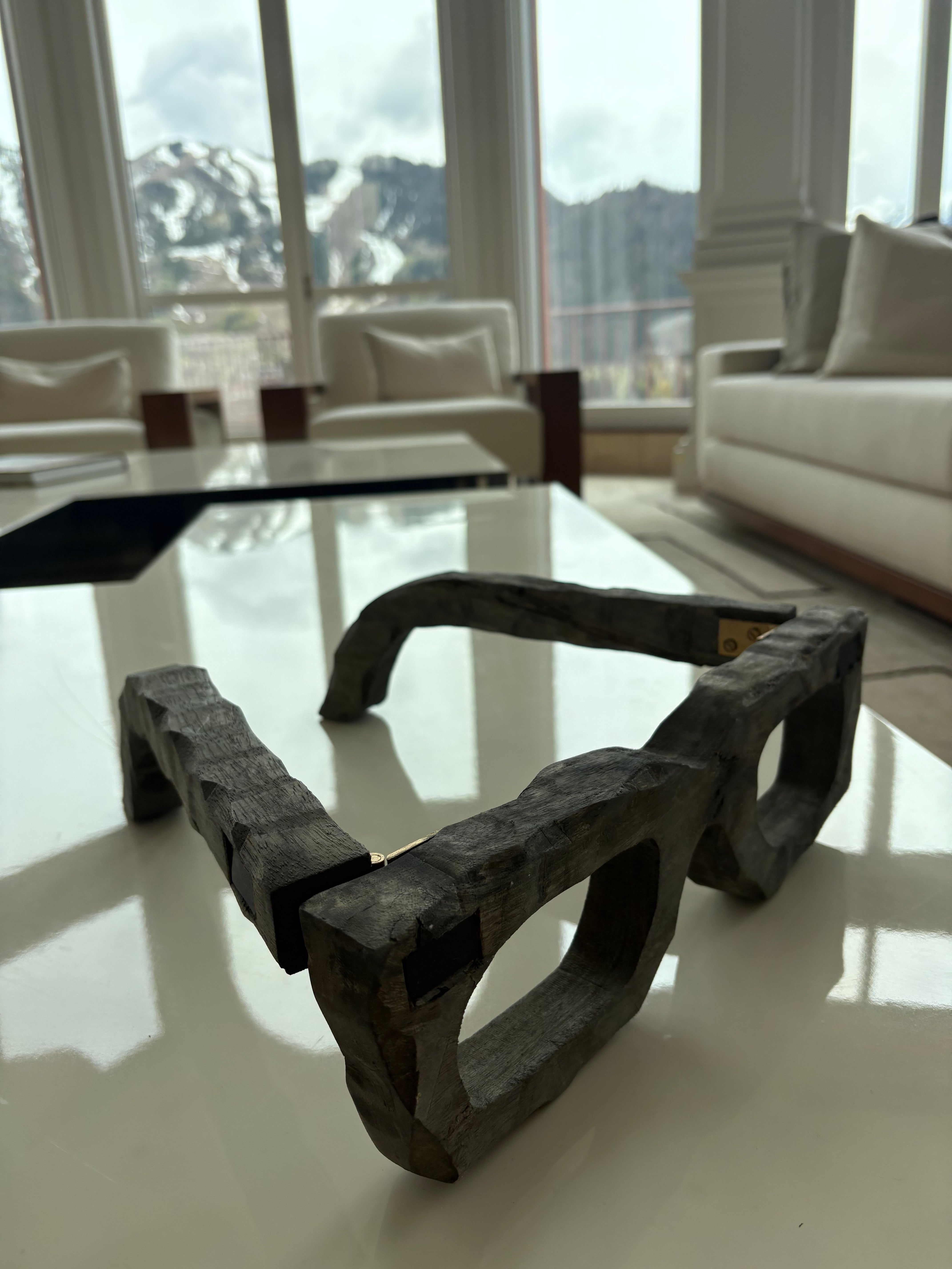 Eye Glass Sculpture, Wood, Gray, Oversized, sku: 032766