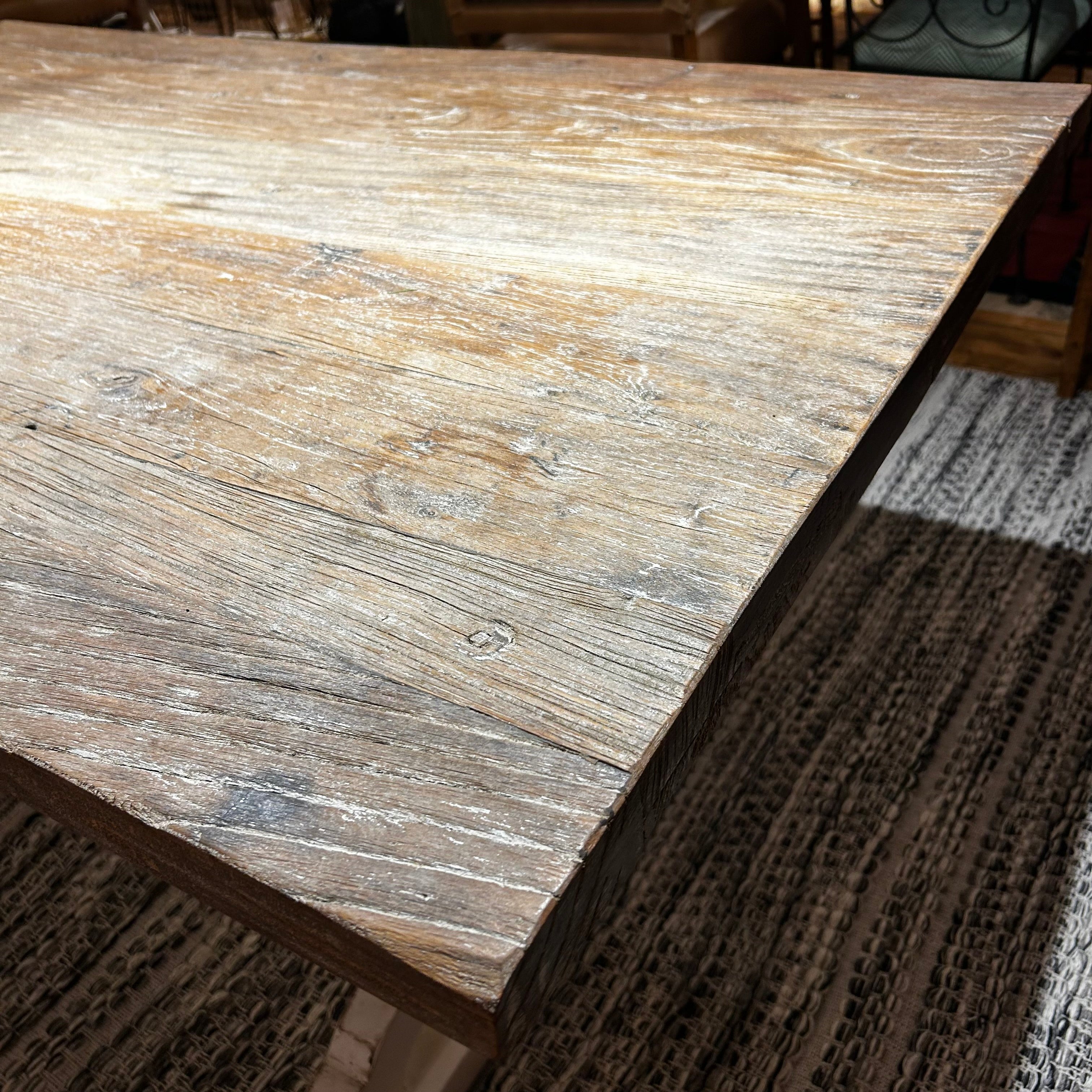 Plank Table Distressed Wood, X-Base, Rustic