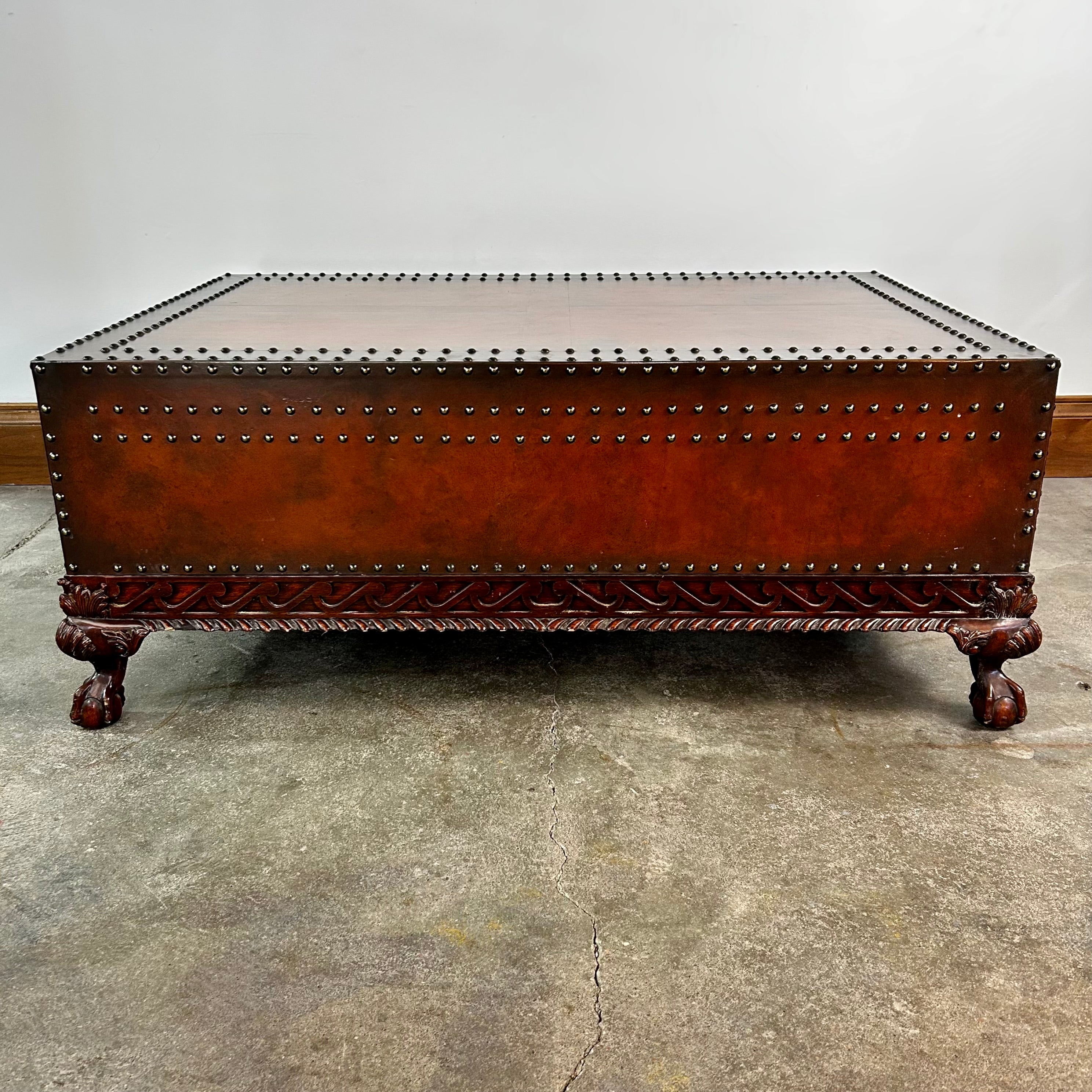 Ralph Lauren Coffee Table, Leather Wrapped, Two-Drawer