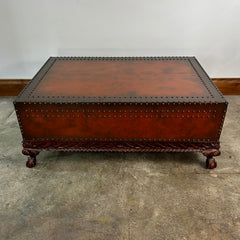 Ralph Lauren Coffee Table, Leather Wrapped, Two-Drawer