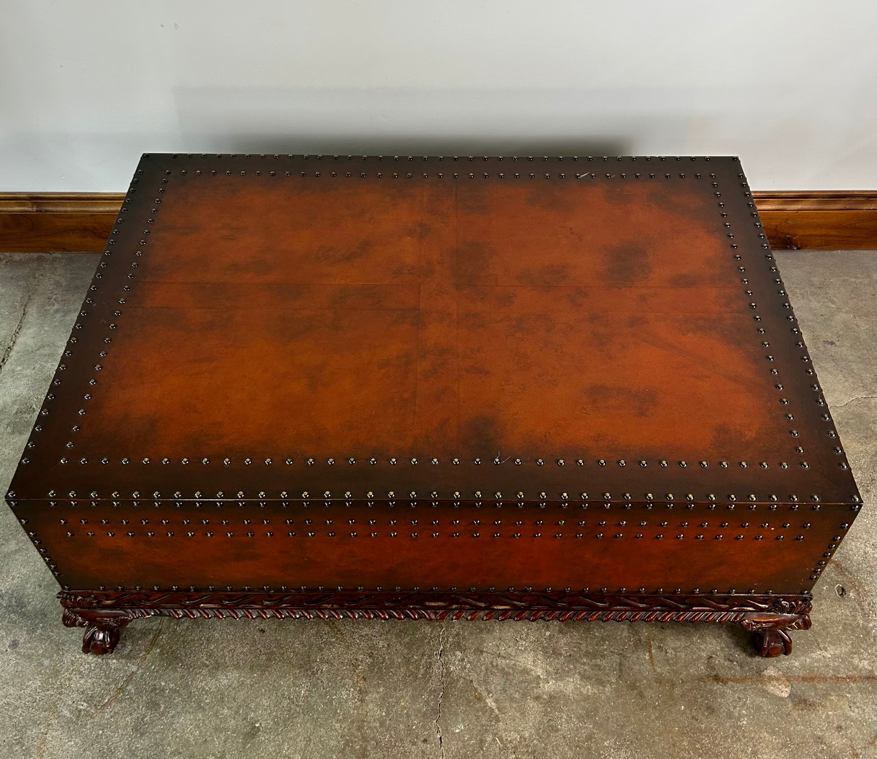 Ralph Lauren Coffee Table, Leather Wrapped, Two-Drawer